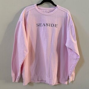 Seaside Crewneck Pink Sweatshirt Size XXLarge. 
Navy blue detail.